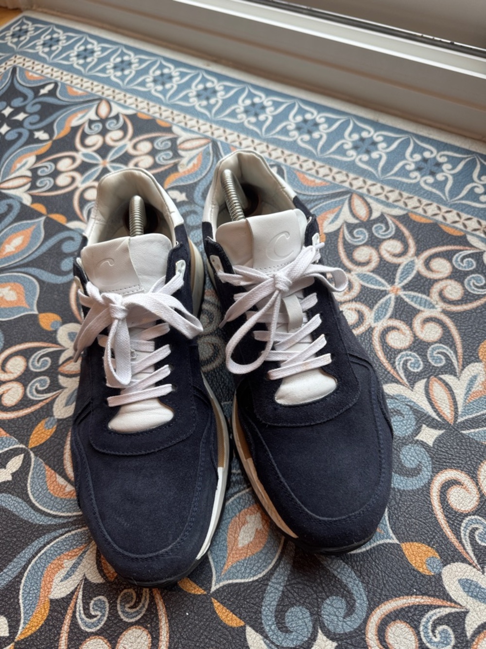 C La Canadienne Men's Navy and White Suede Sneakers - Casual Athletic Style